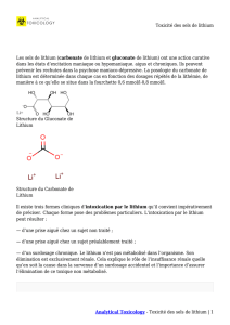 Toxicité des sels de lithium Analytical Toxicology