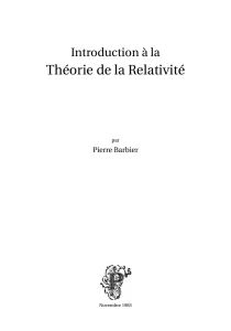 Théorie de la Relativité