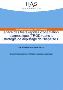 Place des TROD dans la stratégie de dépistage de VHC