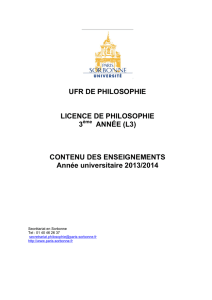 UFR DE PHILOSOPHIE LICENCE DE PHILOSOPHIE 3 ANNÉE (L3