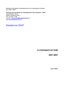 Dossiers du CDAT Le transport en Inde