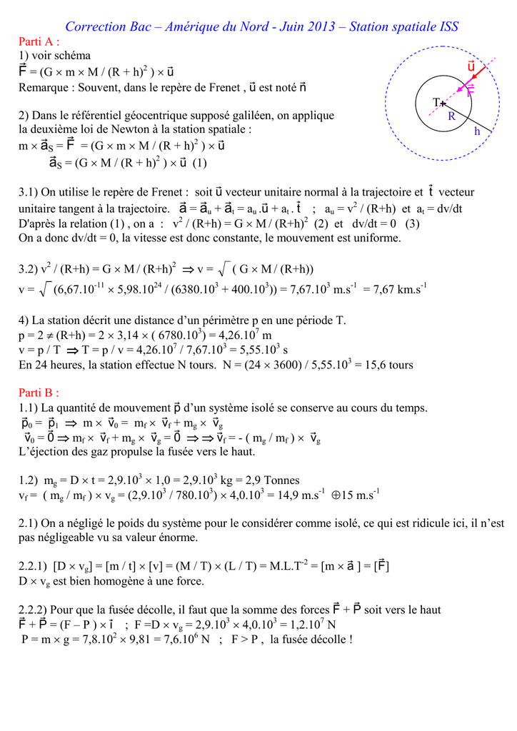 Correction Bac Amerique Du Nord Juin 13 Station Spatiale