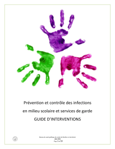 Prévention et contrôle des infections en milieu scolaire et services