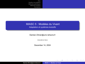 MIASC 5 : Modèles du Vivant - Adaptation et systèmes évolutifs
