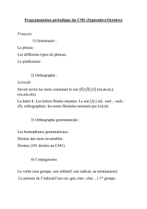 Programmation périodique du CM1 (Septembre/Octobre) Français 1