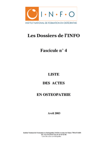 Liste des actes en ostéopathie - Cabinet d`Ostéopathie Paris Rive