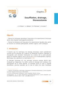 Exsufflation, drainage, thoracostomie