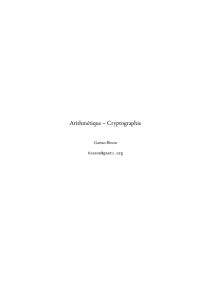 Arithmétique – Cryptographie