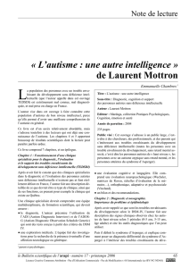 L`autisme : une autre intelligence » de Laurent Mottron