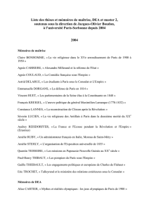 Liste des thèses et mémoires de master - Université Paris