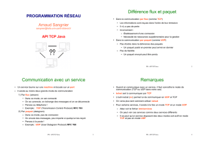 Différence flux et paquet Communication avec un service Remarques