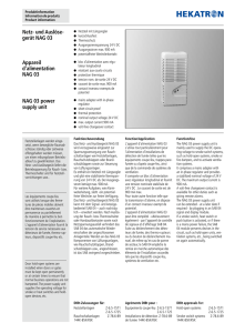 NAG 03 power supply unit Appareil d`alimentation NAG 03 Netz