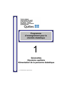 Glycémie capillaire et alimentation de la personne diabétique