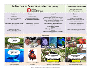 Description des cours de biologie en Sc Nature à Lionel
