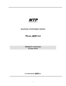 MANUEL D`INSTRUCTIONS Modèle MTP-1020