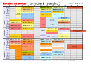 Emploi du temps – semestre 3 – semaine 7