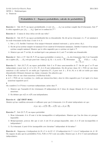 Probabilités 2 – Espaces probabilisés, calculs de probabilités