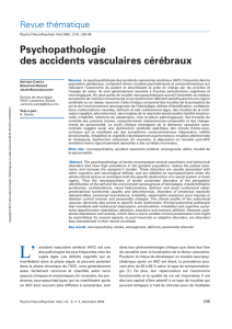 Psychopathologie des accidents vasculaires cérébraux