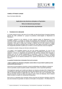 Applications des directives anticipées en psychiatrie et refus