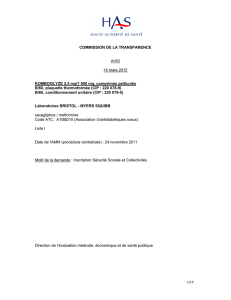 COMMISSION DE LA TRANSPARENCE AVIS 14 mars 2012