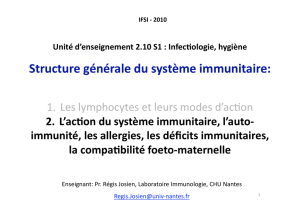 Structure générale du système immunitaire: