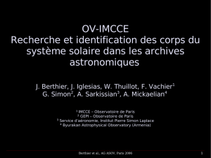 OV-IMCCE Recherche et identification des corps du système solaire