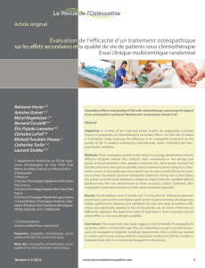 Évaluation de l`efficacité d`un traitement ostéopathique sur les effets