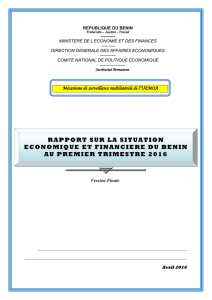REPUBLIQUE DU BENIN - Ministère de l`Economie et des Finances