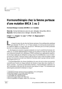 Hormonothérapie chez la femme porteuse d`une mutation BRCA 1