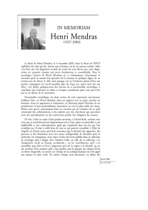In memoriam Henri Mendras dans la Revue de l`OFCE