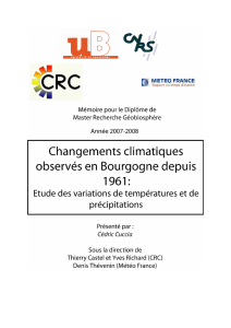 Changements Climatiques observés en Bourgogne depuis 1961