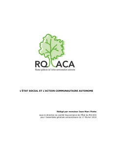 l`état social et l`action communautaire autonome - RQ-ACA