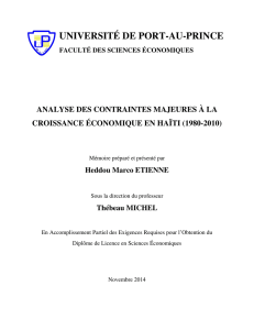Analyse des principales contraintes à la croissance économique en