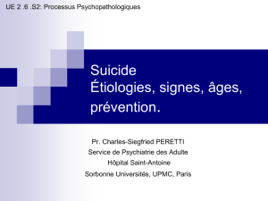 Suicide Étiologies, signes, âges, prévention. - IFSI