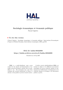 Sociologie économique et économie politique - Hal-SHS