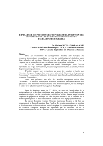 l`influence des processus entropiques sur l`evolution des systemes