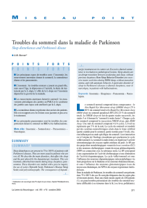 Troubles du sommeil dans la maladie de Parkinson