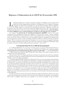 Réponse à l`Admonition de la CECP du 18 novembre 1992