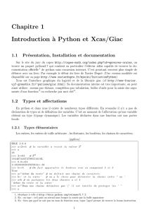 Chapitre 1 Introduction `a Python et Xcas/Giac - IMJ-PRG