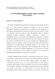 Le texte philosophique comme espace scénique, Pierre Roncin