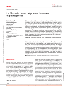La fièvre de Lassa : réponses immunes et pathogenèse