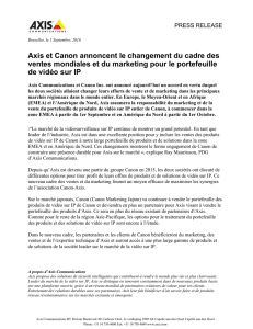Axis et Canon annoncent le changement du cadre des ventes