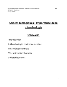 Scieces biologiques : Importance de la microbiologie - Fichier