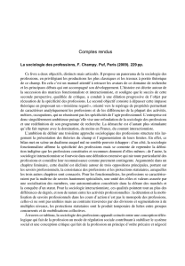 La sociologie des professions, F. Champy. Puf, Paris (2009). 229 pp
