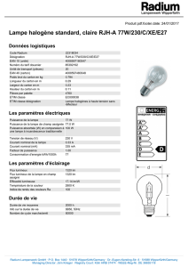 Lampe halogène standard, claire RJH