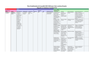 Plan d`amélioration de la qualité 2015