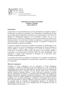 Poste MC sociologie AgroSup Dijon - Société Française d`Economie