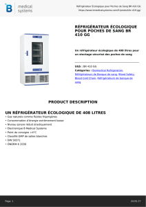 réfrigérateur écologique pour poches de sang br 410 gg description