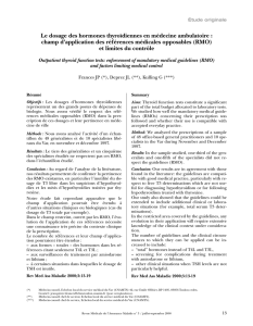 Le dosage des hormones thyroïdiennes en médecine ambulatoire