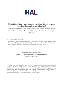 [Multidisciplinary meetings in oncology do not impact the